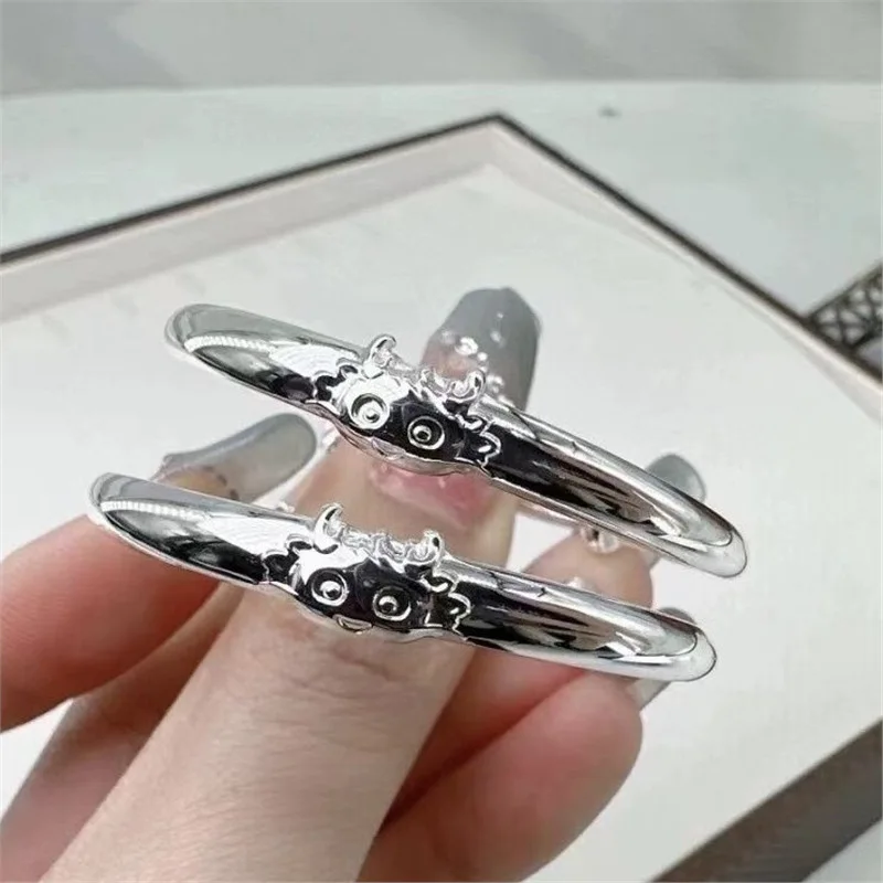 

S999 Bracelet Zodiac Year Solid Silver Bangle Fashion Versatile Style