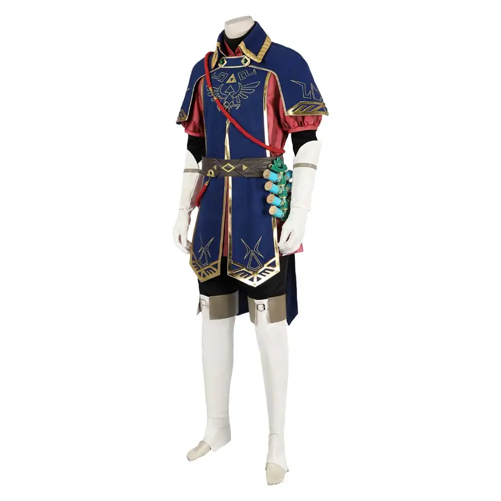 Fantasia Game Link Traje Cosplay Masculino, Traje de Halloween, Traje de festa disfarçado de Carnaval, calça superior, chapéu, luvas, cinto, adulto