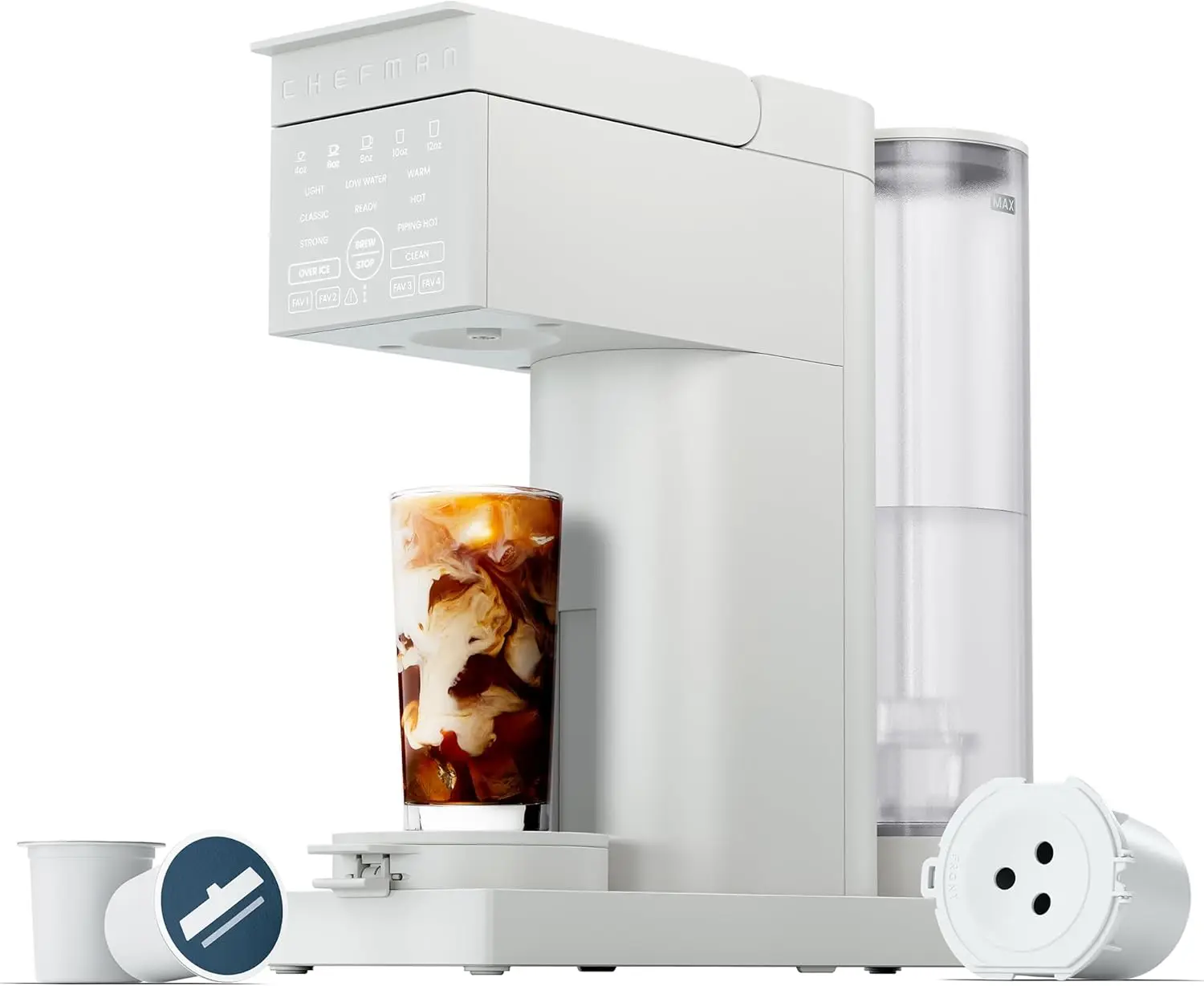 

Caffeinator Single Serve Coffee Maker, Brew Kcups & Grounds, Drip Coffee Machine with Brew Strength Settings, Iced Coffee