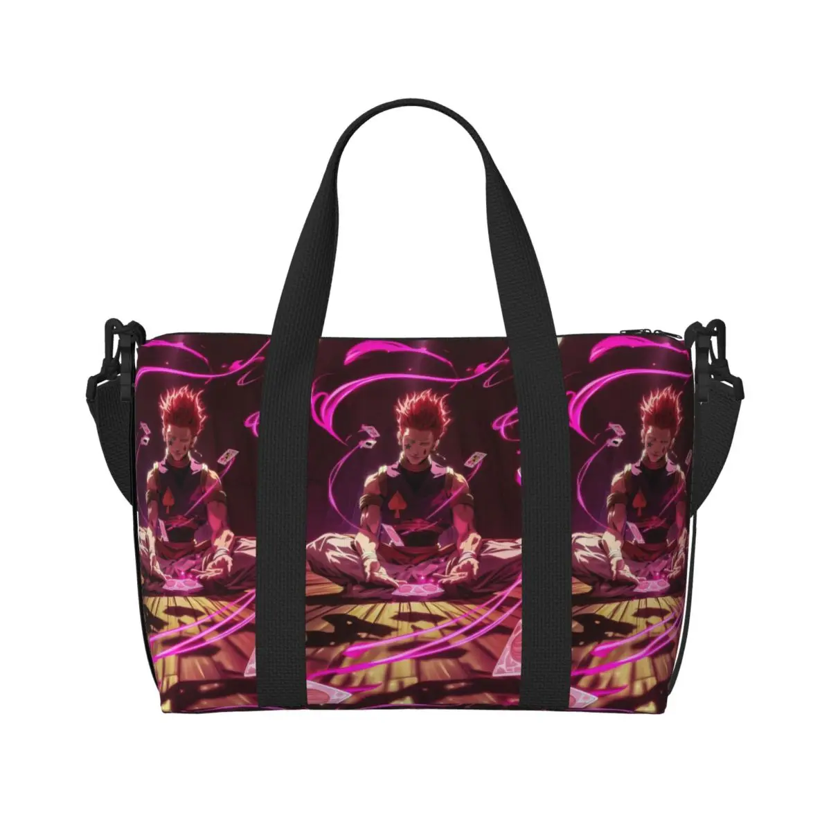 

Custom H-Hunters X Beach Tote Bag for Women Japanese Manga Anime Cartoon Large Compartment Beach Gym Travel Bags