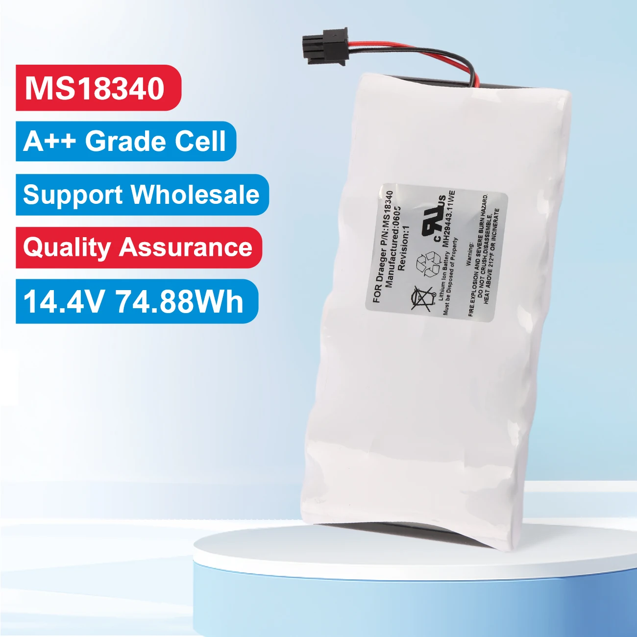 

MS18340 Battery Repalcement For Draeger Infinity Delta Gamma XL Vista SC 6002XL MS14234 MS14490 MS18340 14.4V 5200mAh 74.88Wh