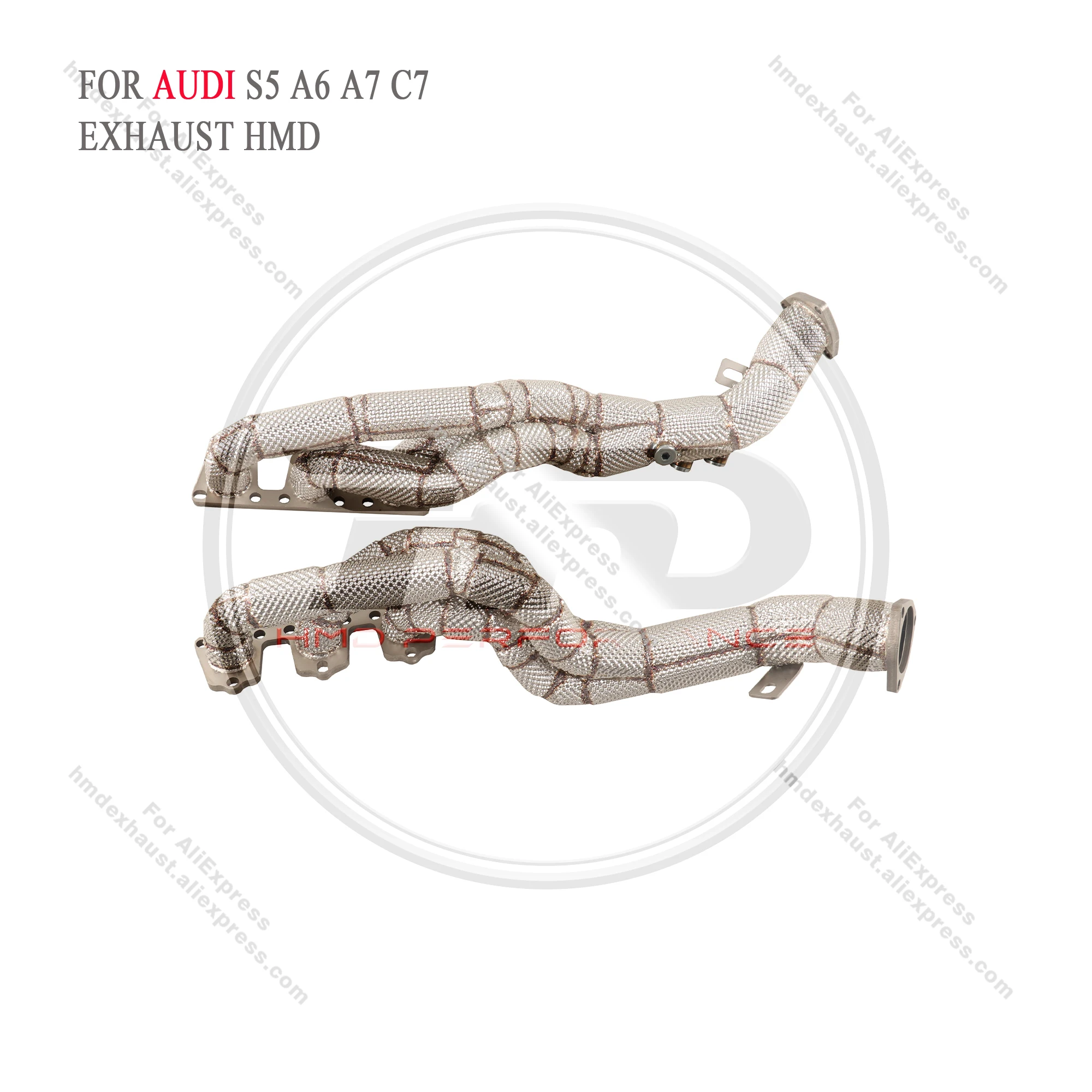 

HMD Exhaust System High Flow Performance Headers Downpipe for Audi A6 A7 C7 S4 S5 B8 3.0T Manifold With Heat Shield