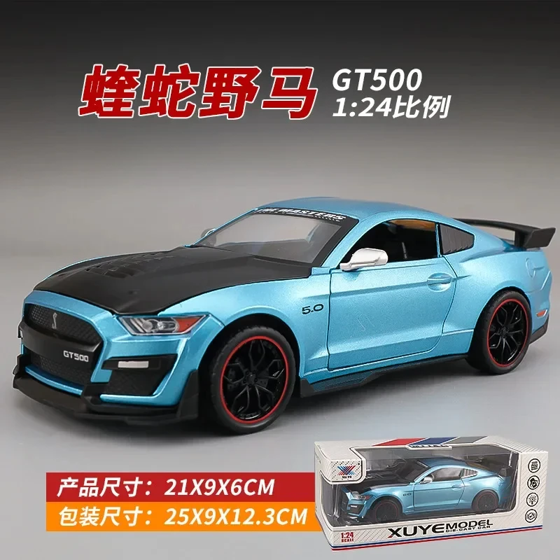 1:24 Ford Mustang Viper GT500 Alloy American Muscle Sports Car Diecast Model Sound Light Metal Toy Car Ornament Christmas Toys