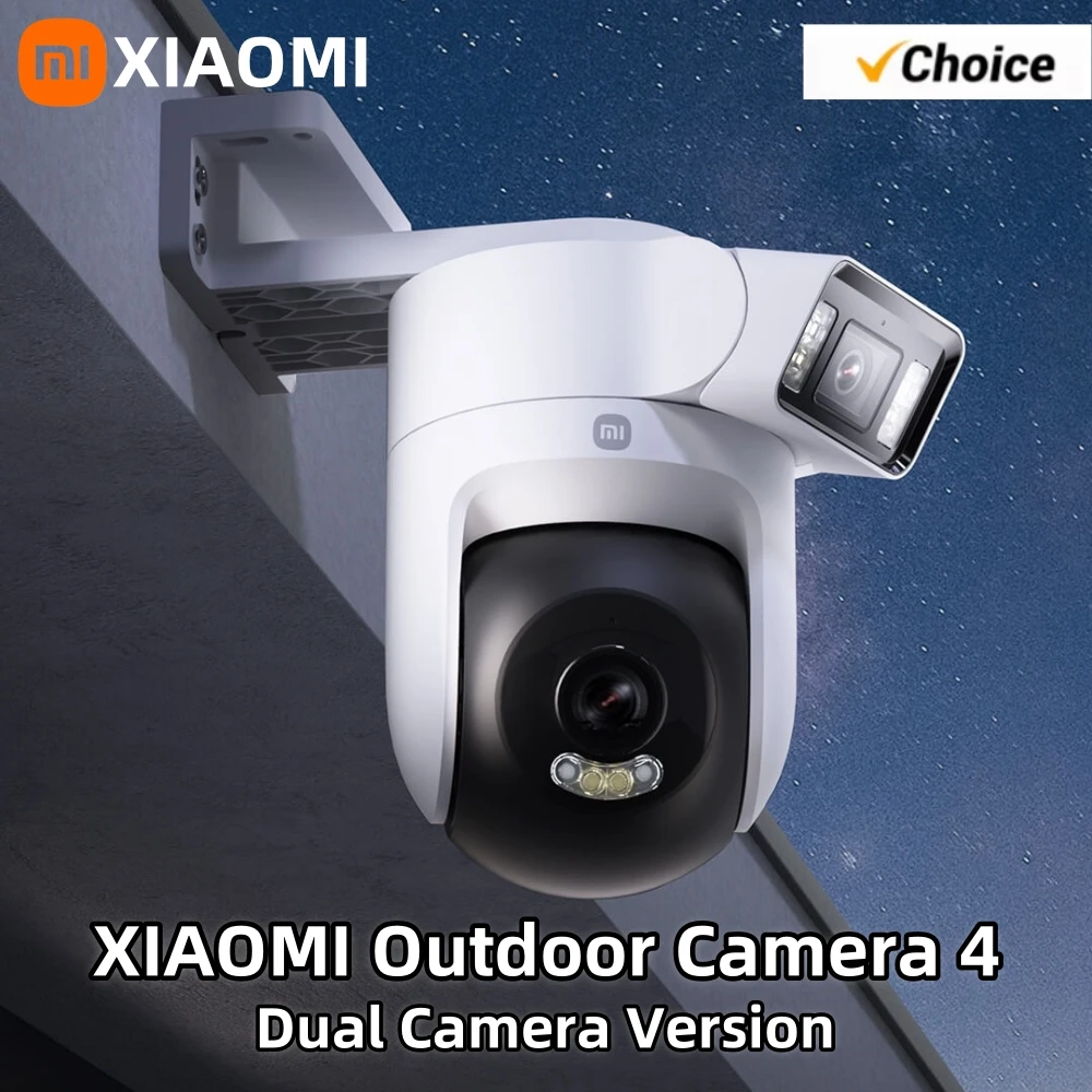 Xiaomi Outdoor-Kamera 4 Dual-Objektiv 5 MP 3K HD Dual View-Überwachung Panorama-Nahaufnahme-Tracking IP66 Wetterfester Diebstahlschutz