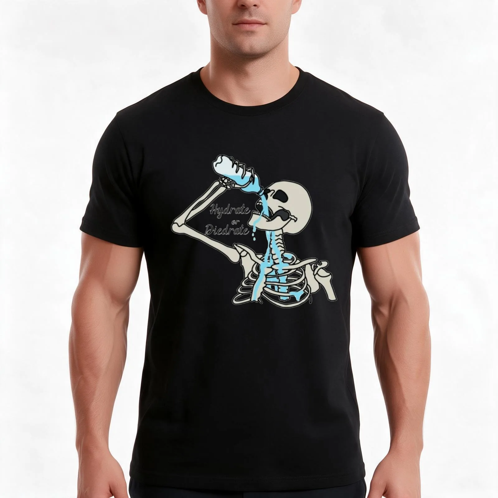 Hydrate or Diedrate Skeleton T-Shirt Summer Casual Cotton Tee Oversized Streetwear Tops Vintage Graphic Print 100% Cotton