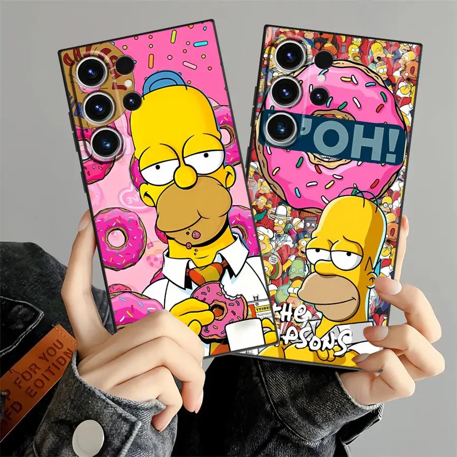 Weiche Handyhülle für Samsung Galaxy S26 S21 FE Note 8 9 10 20 Ultra S24 Plus S20 S25 Edge S9 S10 S23 S-Simpsons Donut