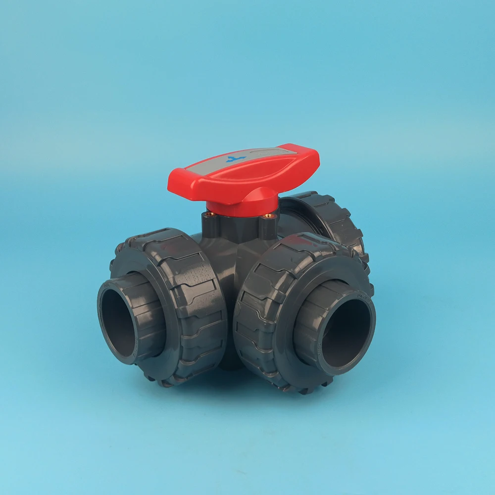 OEM Customizable Manual Three-Way UPVC Ball Valve for Water Gas Oil Control