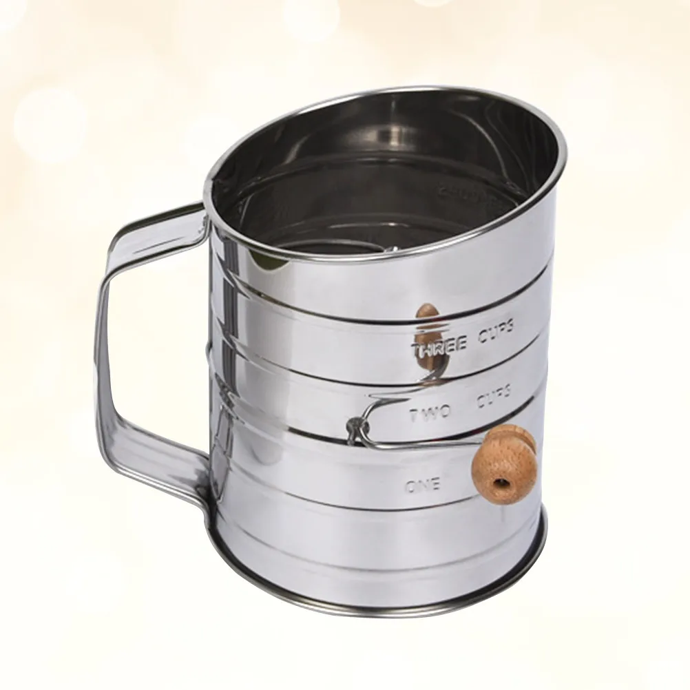 Stainless Steel Flour Sifter Double Layer Manual Mesh Sieve Powdered Sugar Duster Baking Kitchen Cake Baking Filter
