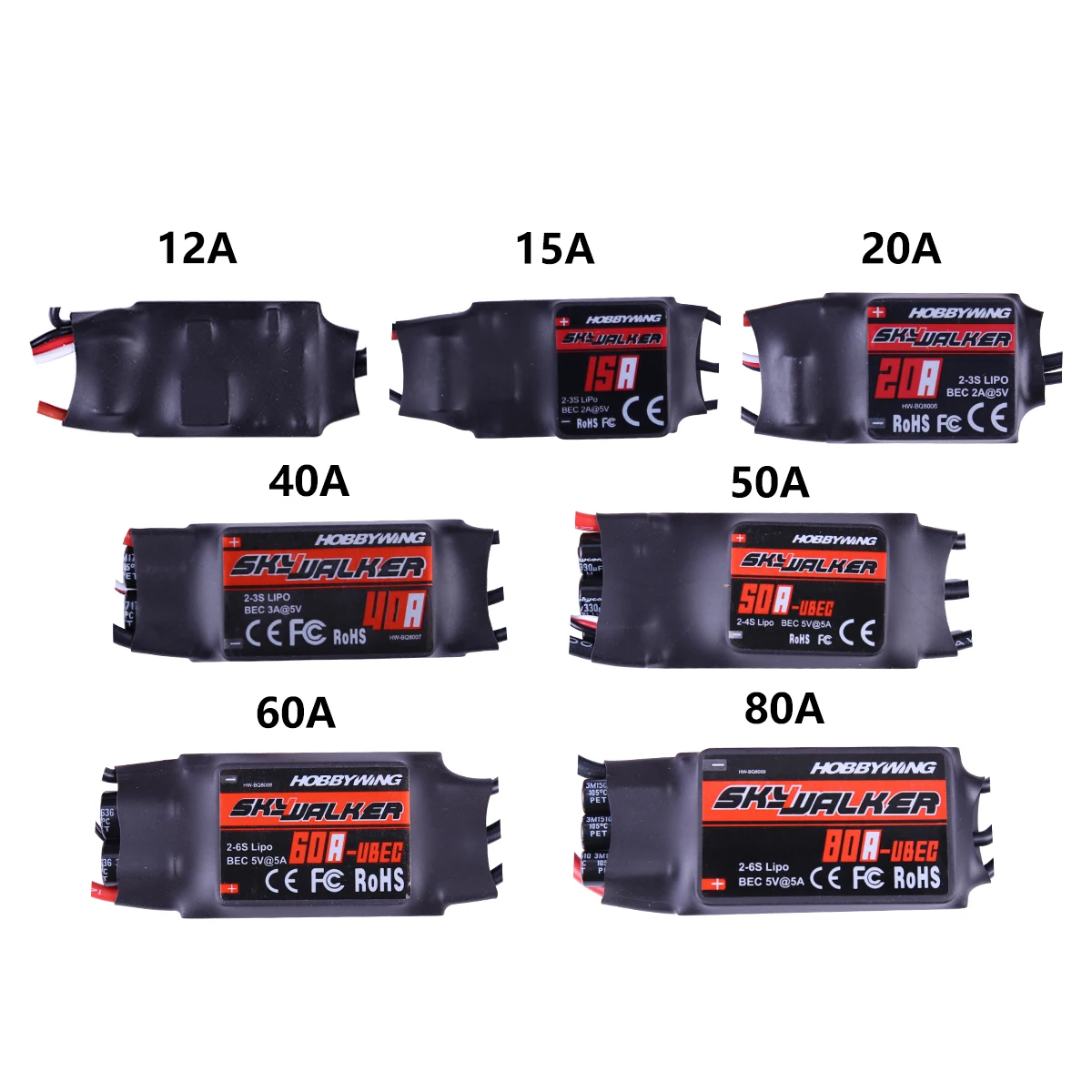 Hobbywing Skywalker 40A 50A 60A 80A 15A 20A 30A ESC Speed Controller With UBEC For RC Airplanes Helicopter