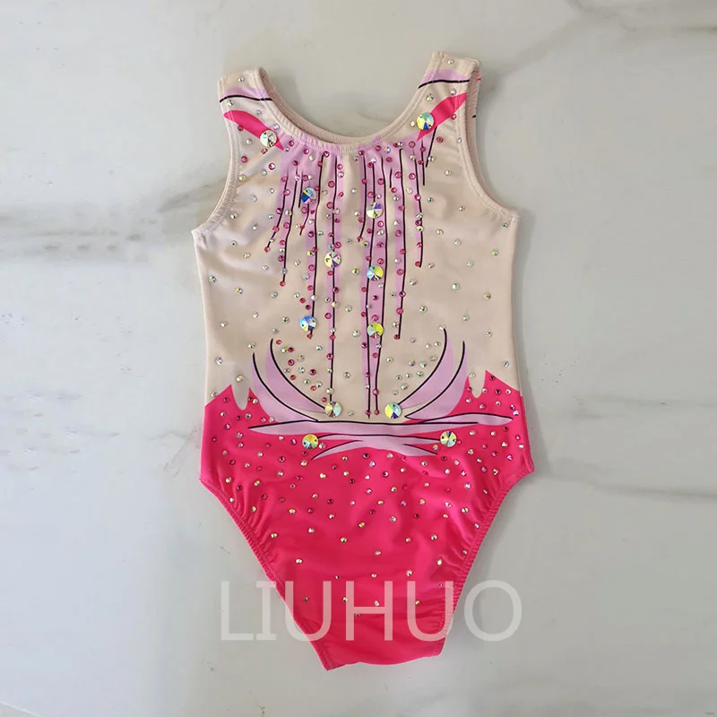 LIUHUO Custom Red Color Synchronized Swimming Leotards Professional Custom Swimming Team Performance Swimwear Pink