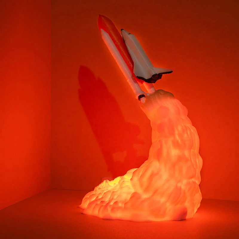 USB Rechargeable Space Shuttle Rocket LED Table Lamp 3D Print Night Lamp Ambient Light Room Bedside Desktop Decor Children Gift