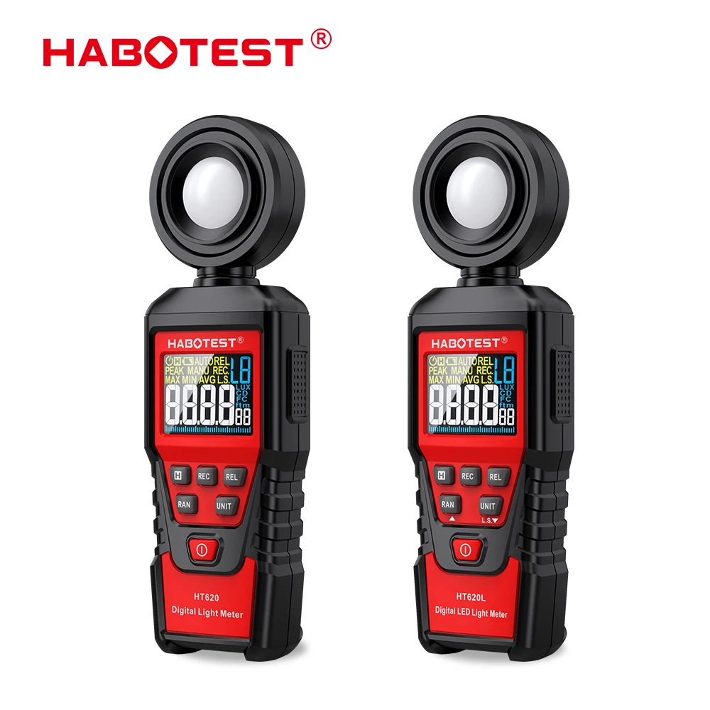 HABOTEST Digital Luxmeter High Professional Illuminator 180° with Rotatable Light Sensor Lux Photometer