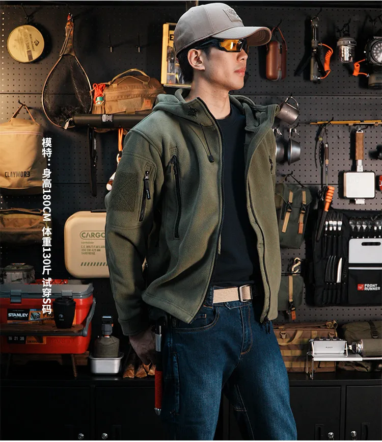 

Мужское ветрозащитное и теплое пальто из толстой флиса для улицы, прочный флис, аксессуары для походов и кемпинга