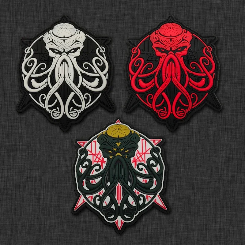 Cthulhu Awakens Lovecraft Cthulhu Game Morale Badge Fish Monster Glow PVC Patches Emblem Tactical Accessory Backpack Sticker