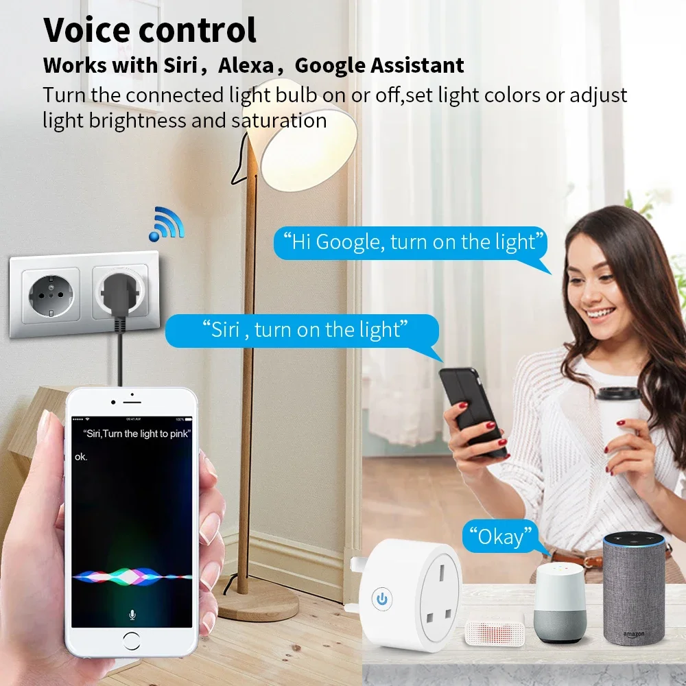 HomeKit WiFi 16A UK Smart Socket AC100 ~ 240V presa ad alta potenza APP telecomando Timer Plug funziona con Alexa Google Siri HA