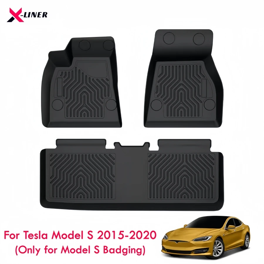 

TPE Floor Mats for Tesla Model S 2015-2020 (Only for Model S Badging) Cargo Liners All Weather Protection Black Floor Liners