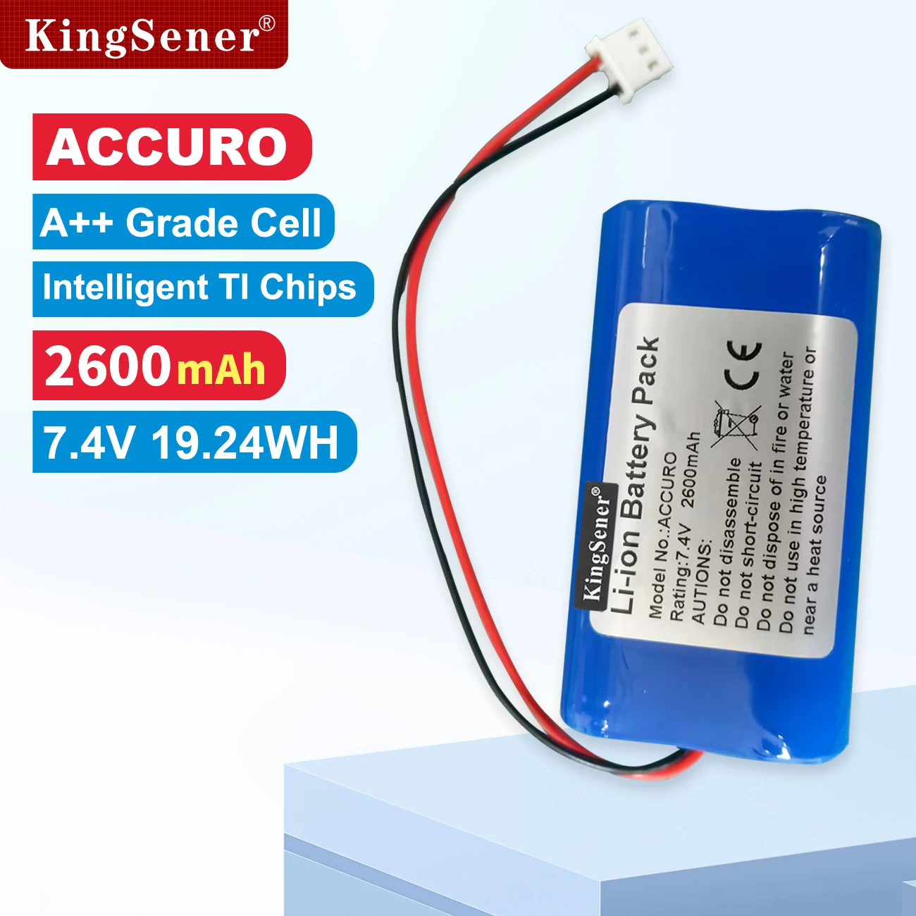 KingSener Replacement Li-ion Battery ACCURO 22F-021PTC For ACCURO Versatile Bedside Pulse Oximeter ICR18650  22F-021PTC 2600mAh