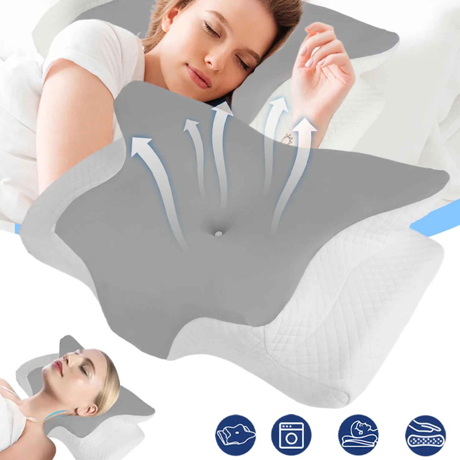 Cuscino rinfrescante per alleviare il dolore e sostenere il collo, cuscino cervicale regolabile per un sonno confortevole, cuscini ergonomici in memory foam senza odore, cuscino ortopedico per letto,