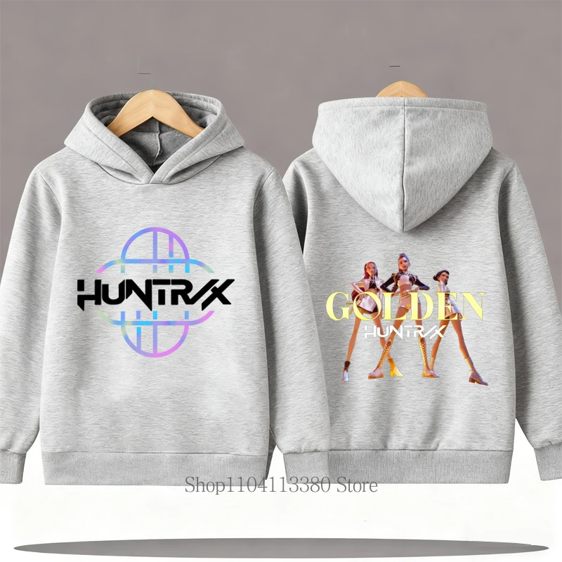 KPop الذهبي الجرافيك طباعة الأطفال هوديس خريف شتاء الفتيات الفتيان أزياء عارضة مضحك كم طويل قمم الصوف الاطفال بلوزات