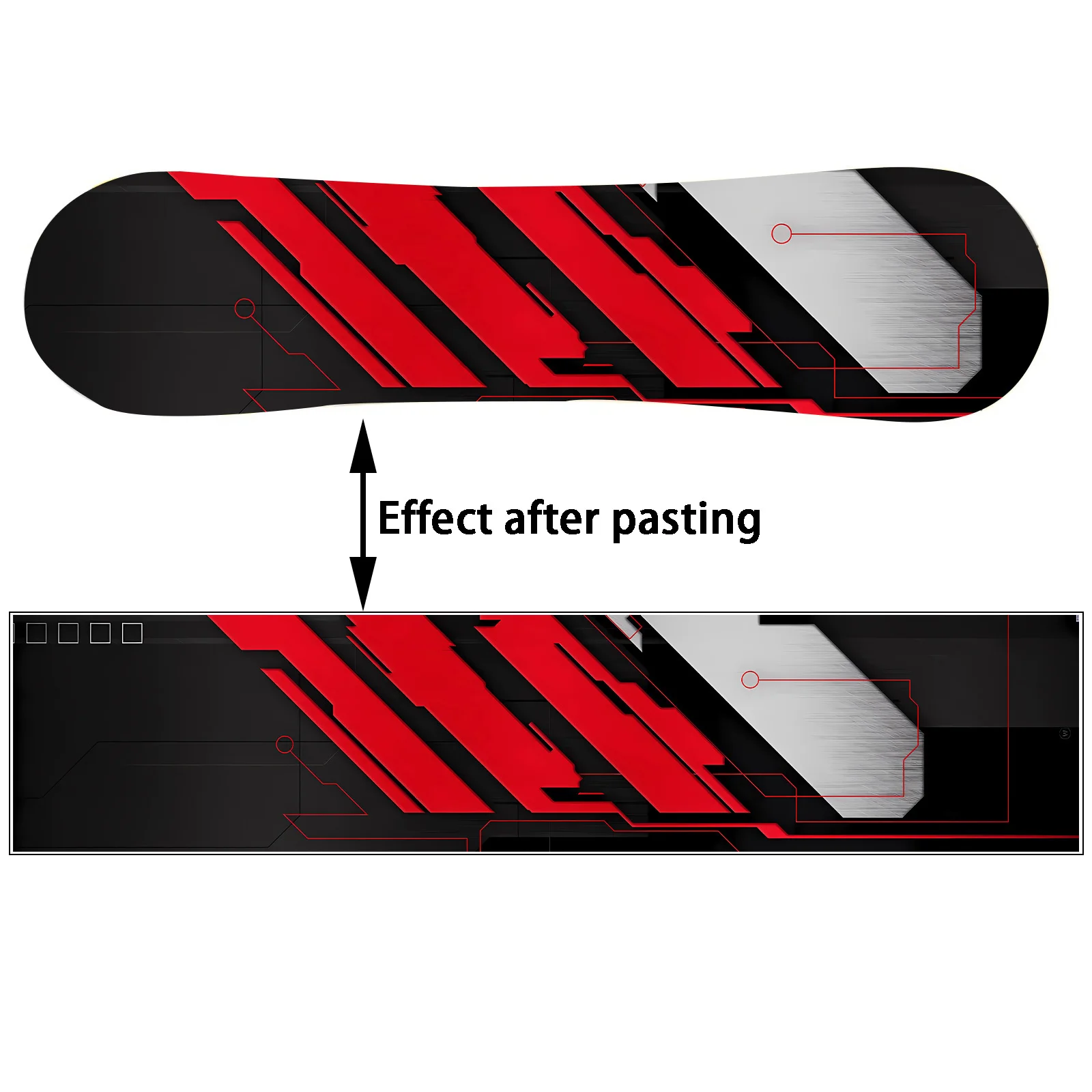 

1 red and black technology trendy snowboard sticker, street fashion snowboard decoration sticker, snowboard sticker,