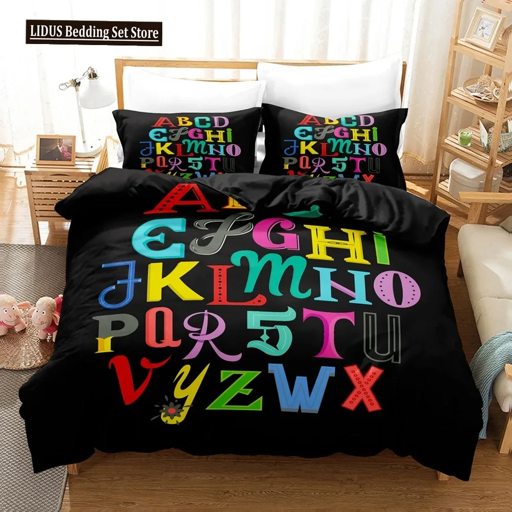 Alphabet Lore Bedding Set Single Twin Full Queen King Size Bed Set Girls Boys Bedroom Duvet Cover Sets Anime Duvet Cover