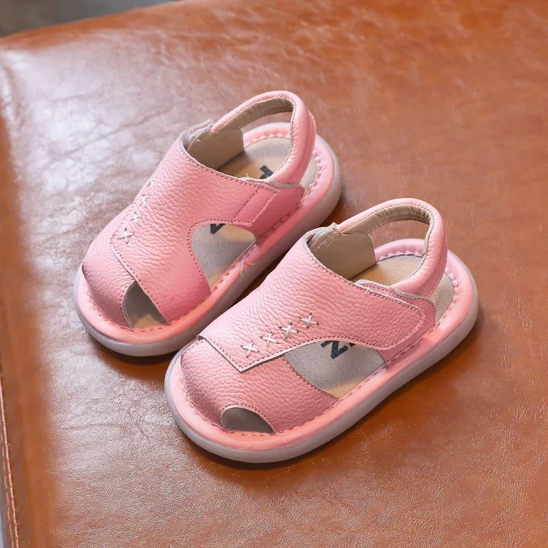 Baby Girls Boys Genuine Leather Sandals Summer Children Beach Shoes Toddler Kids Non-slip Soft Sole Lightweight Infant Shoes