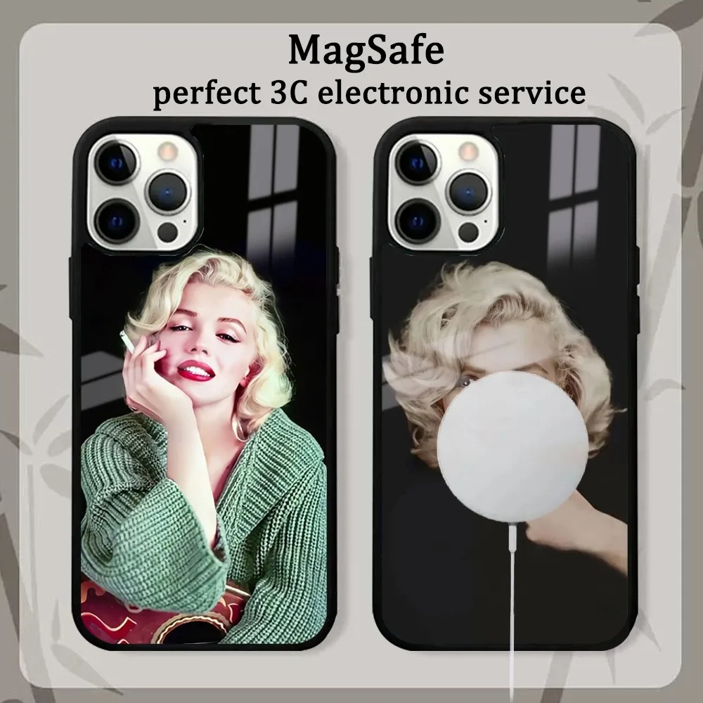 Sexy Girl M-Marilyns M-Monroes Phone Case Magsafe Phone Case For iPhone16 15 14 13 12 11 Pro Max Plus Mini Shockproof Mirror Wir