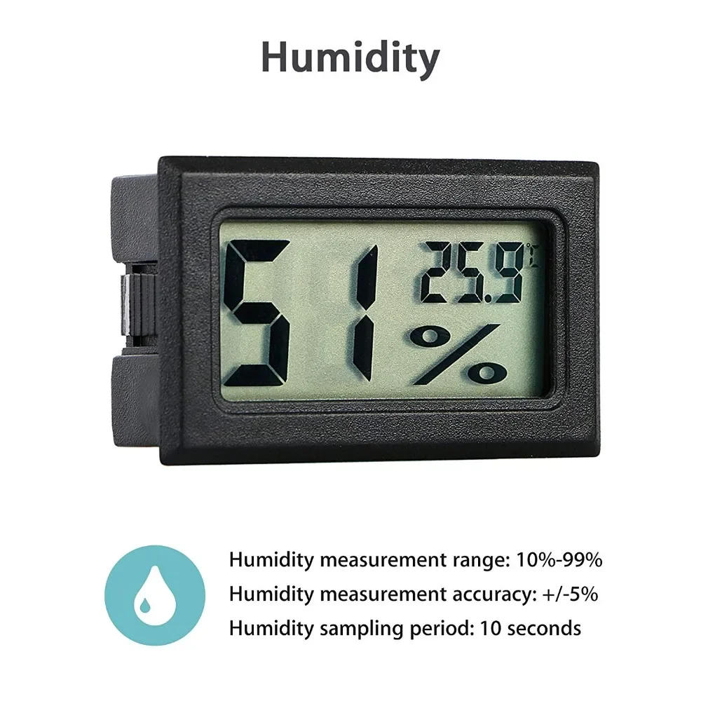 Mini LCD Digital Thermometer Hygrometer for Freezer Temperature -50~70 Degree Refrigerator Fridge Thermometer With LR44 Battery