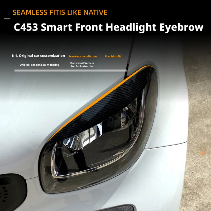 

Для Mercedes Smart C453 2014+ накладки на фары с текстурой карбона, спортивный стиль, аксессуары для модификации экстерьера автомобиля