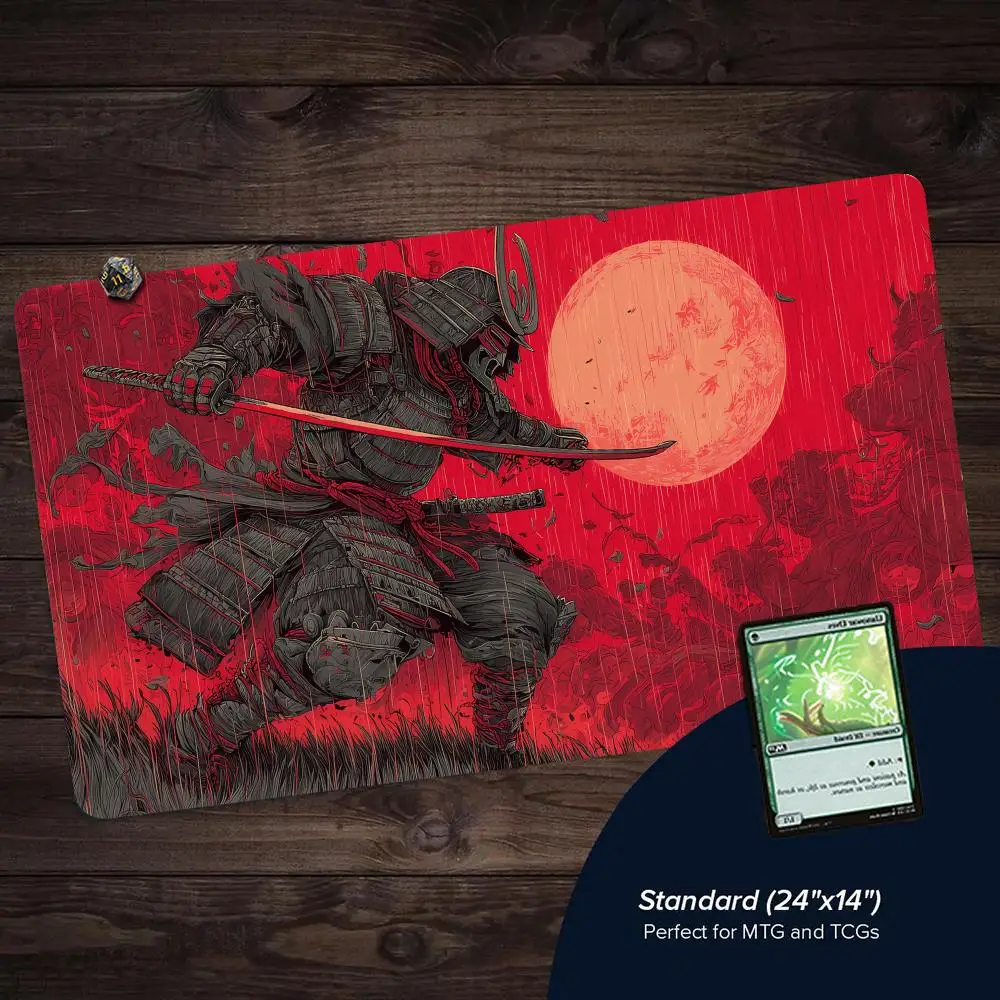 

Японский самурайский дизайн в стиле Ukiyo-e, игровой коврик MTG, волшебная карта, боевой коврик, нескользящий коврик с прошитыми краями, волшебный mtg, настольный игровой коврик