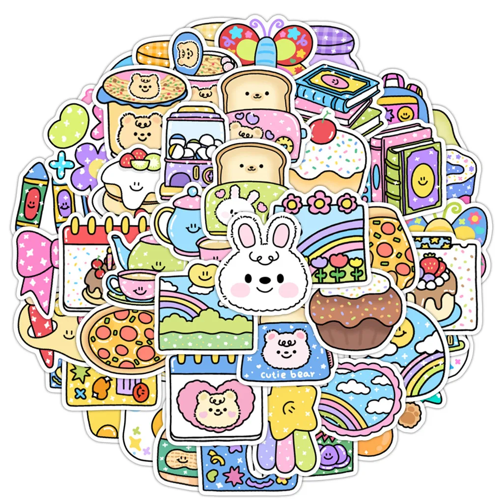 50 قطعة من ملصقات جرافيتي الرموز التعبيرية الصغيرة اللامعة - ديكور مقاوم للماء لكوب الماء والأمتعة والمزيد (متجر Anime Worlds)