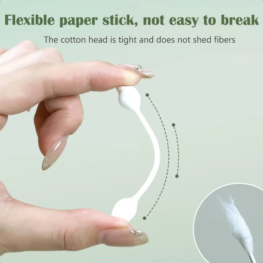 대형 팁 안전 면봉 216개입, 신생아용 천연 종이 스틱 면봉