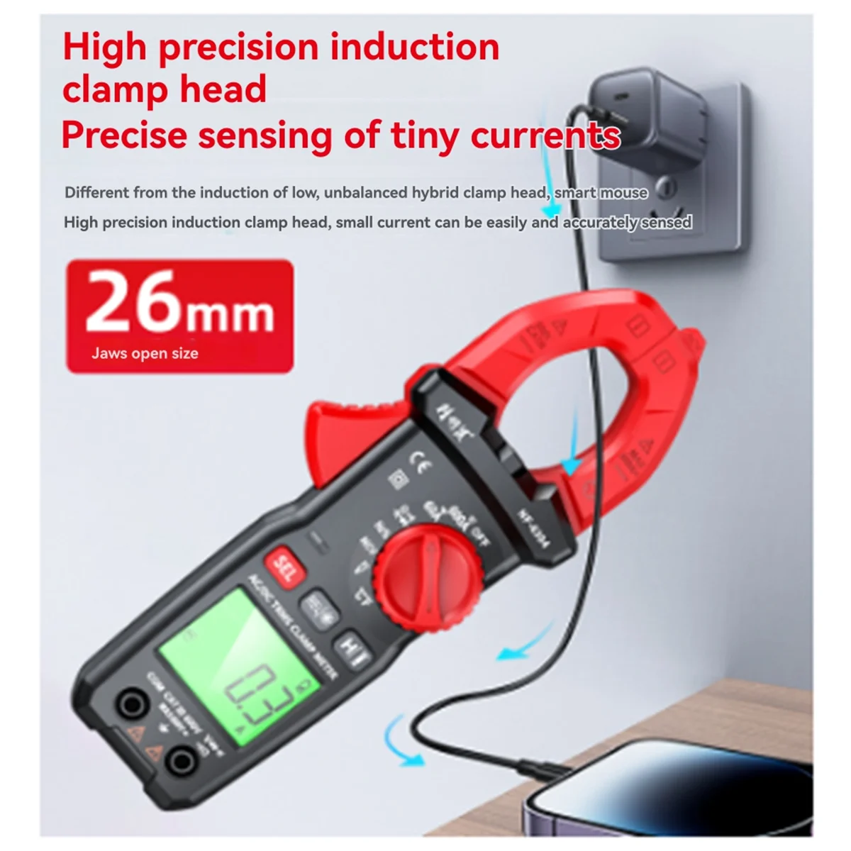 ABXD AC/DC 600A Tick Clamp Meter Auto Range Flash Light Back Light DC Corrente ELÉTRICA