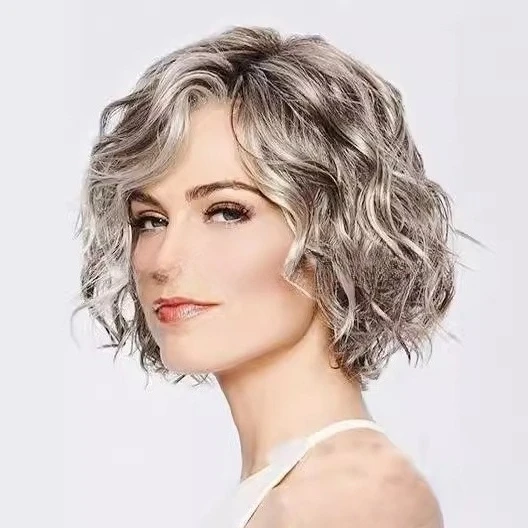 باروكة صناعية قصيرة مجعدة الجزء الأوسط مختلط الألوان منفوش أزياء تنكرية لحفلات الهالوين للاستخدام اليومي مقاومة للحرارة #4