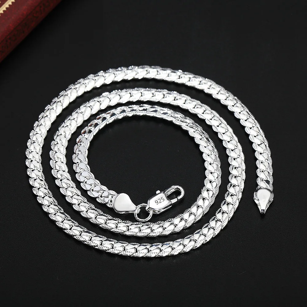 20-60cm Silver Color Luxury Brand Design Noble 6mm Necklace Chain For Woman Men Fashion Wedding Engagement Jewelry
