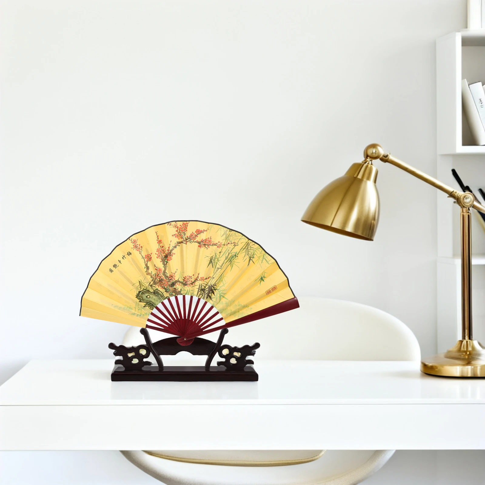 

Stand Hand Fan Holder Wooden Showcase Rack Dark Brown Portable Storage Foldable Organizer Desktop Model Home Decor