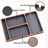 ooden Office Desktop Storage Box Solid Wood Partition Storage Box Mobile Phone Headphone Debris Storage Box Wooden Storage Tray 3