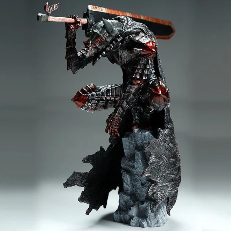 Anime Berserk Guts L Figure Black Battle Armor War Damage Guts L Swordsman Action Figurine Model Doll Collection Gift Toys Boys