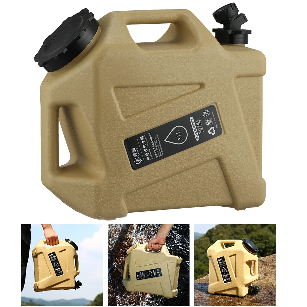 Image of 12L Camping-Wasserbehälter, auslaufsicherer Wasserspeicherbehälter, große Kapazität, Outdoor-Wanderzubehör