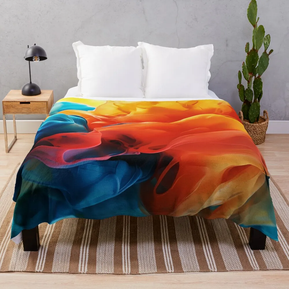 

Abstraction of liquid paints - Mixing Throw Blanket for sofa valentine gift ideas Warm Thermals For Travel Blankets