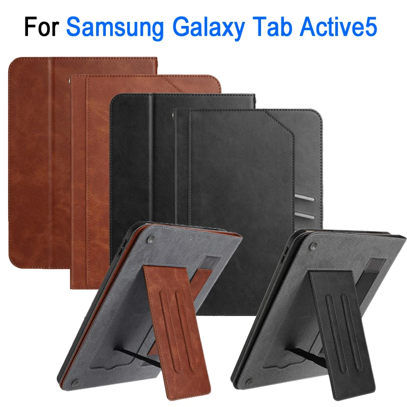8.0-inch Tablet Case For Samsung Galaxy Tab Active5 2024 SM-X306 / SM-X300, with Stand Wristband TPU+PU Leather Protective Shell
