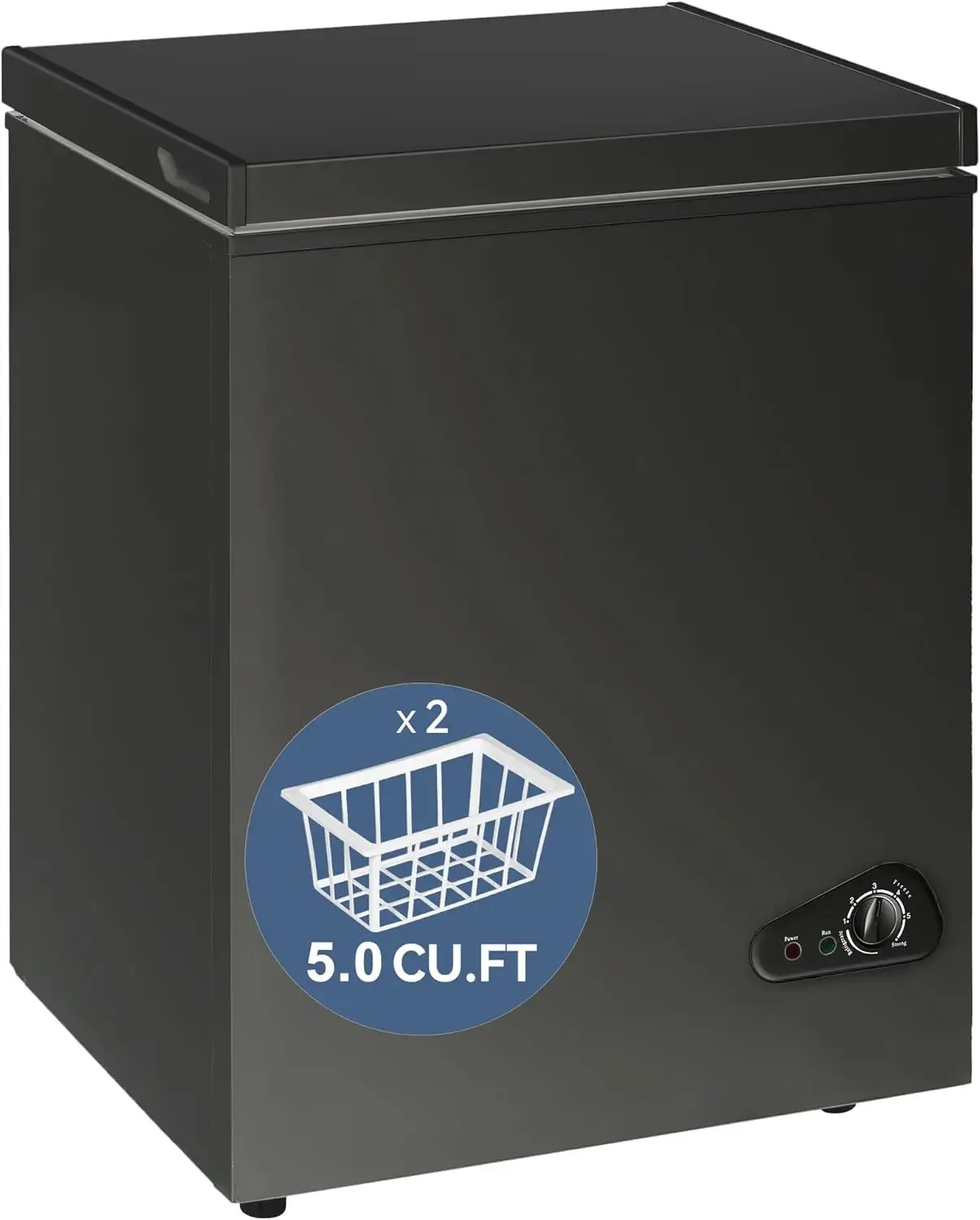 Freezer - Energy Saving Quiet Top Open Door Mini Freezer - Compact Small Deep Freezer with Removable Basket and Defrost Water Dr