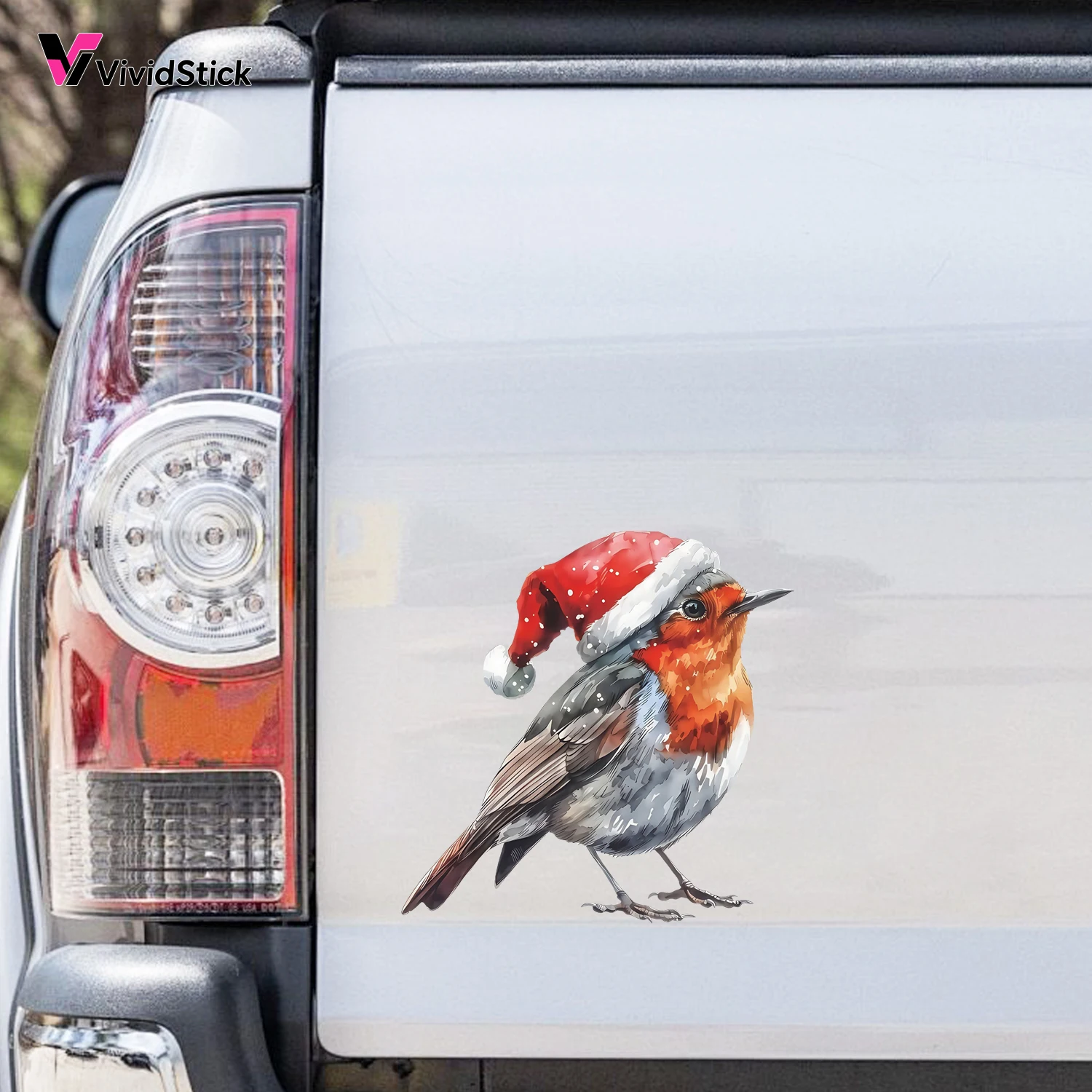 

1pc Little Bird Car Sticker with Christmas Hat Self Adhesive Durable Vinyl Easy to Install Suitable for Christmas Decoration on
