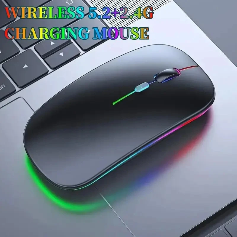 ماوس ألعاب لاسلكي مريح ، إضاءة خلفية ، متوافق مع USB ، RGB ، قابل لإعادة الشحن ، صامت ، إضاءة خلفية ، كمبيوتر محمول ، كمبيوتر شخصي