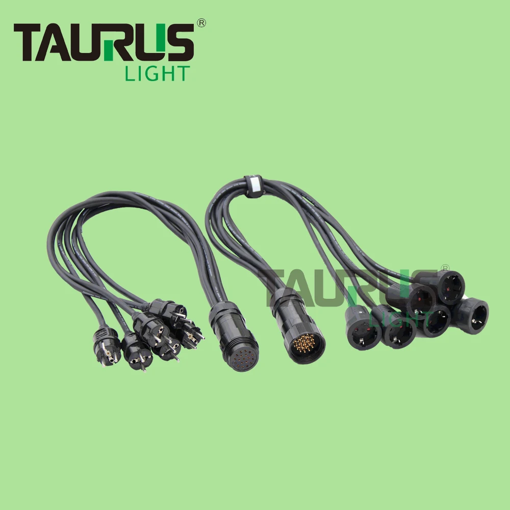 Multiple Function Can Be Customized 3x 1.5/3x 2.5mm Electrical Breakout 19Pin Socapex to Schuko  Power Cable with Cable Tie