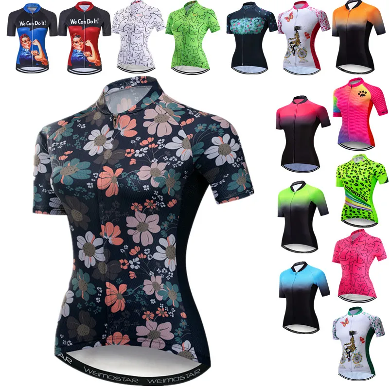 Weimostar Summer Flower Cycling Jersey Women Maillot Ciclismo Pro Team MTB Bike Clothing Tops Racing Bicycle Shirt Cycle Wear