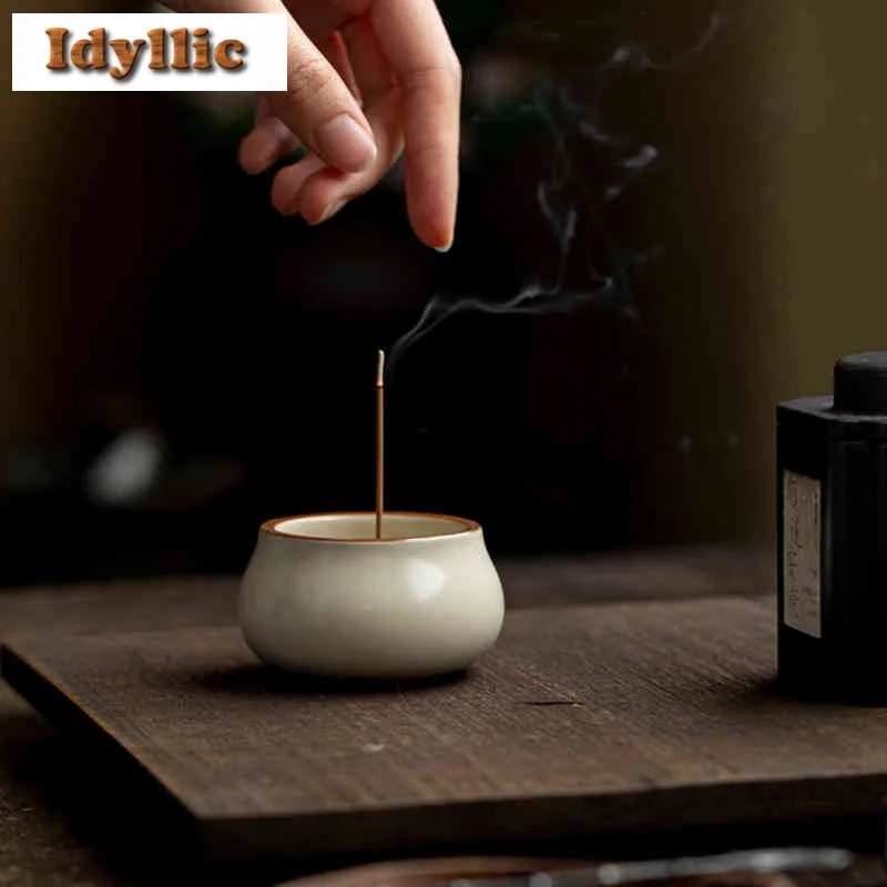 حامل البخور المخلوف بالدهون أوف وايت، موزع البخور، الشموع العطرية المعطرة، مبخرة أدوات الشاي