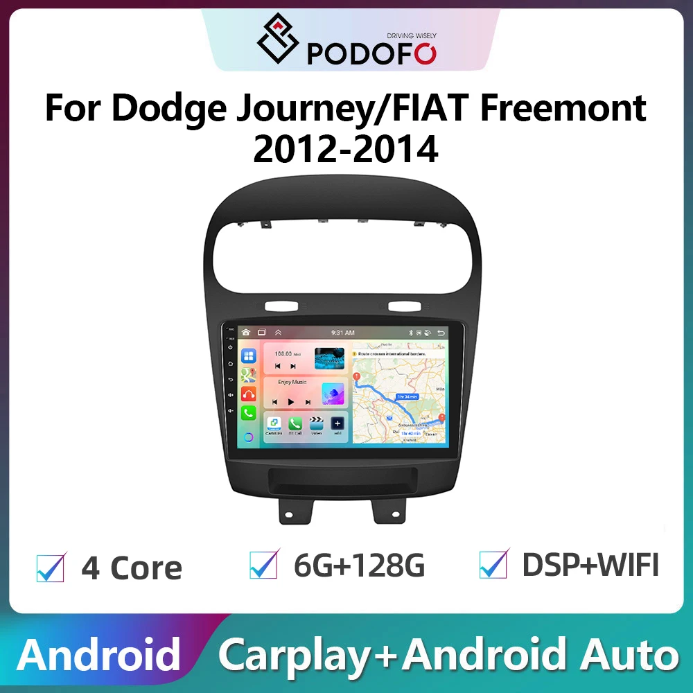 Podofo 2din Android Car Radio For Dodge Journey Fiat Leap 2012-2020 Carplay Stereo Player Autoradio WIFI GPS Navigation FM/RDS