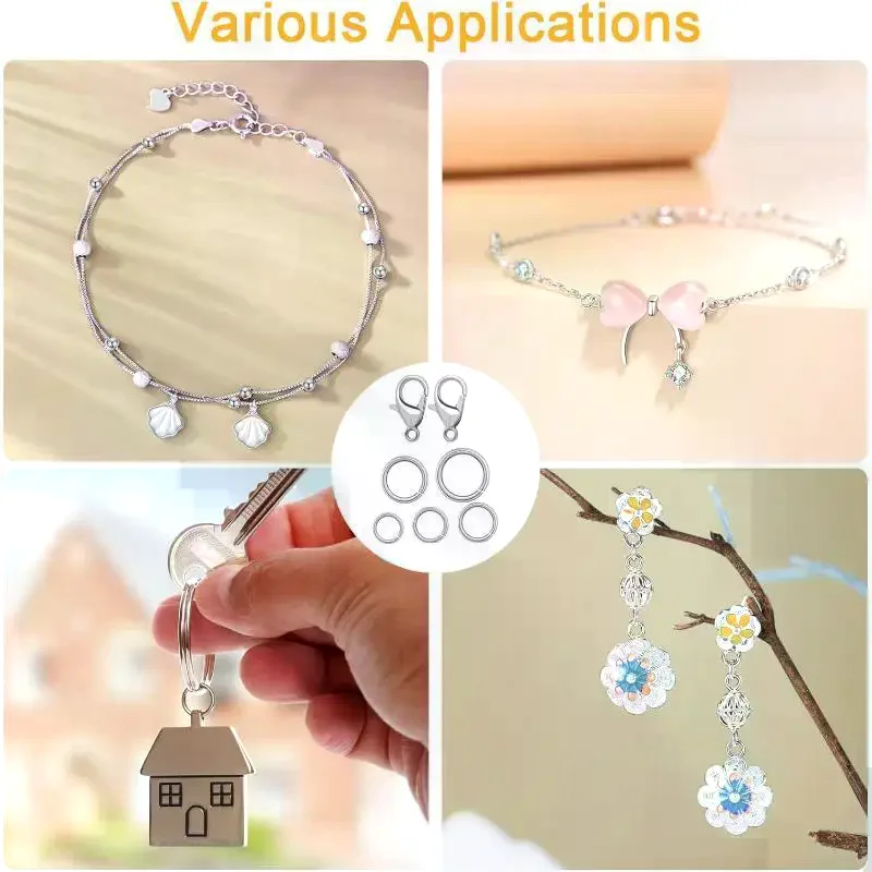 1200PCS Jump Rings Craft Set with Lobster Clasps Pliers Tweezers for DIY Jewelry Making Beginners