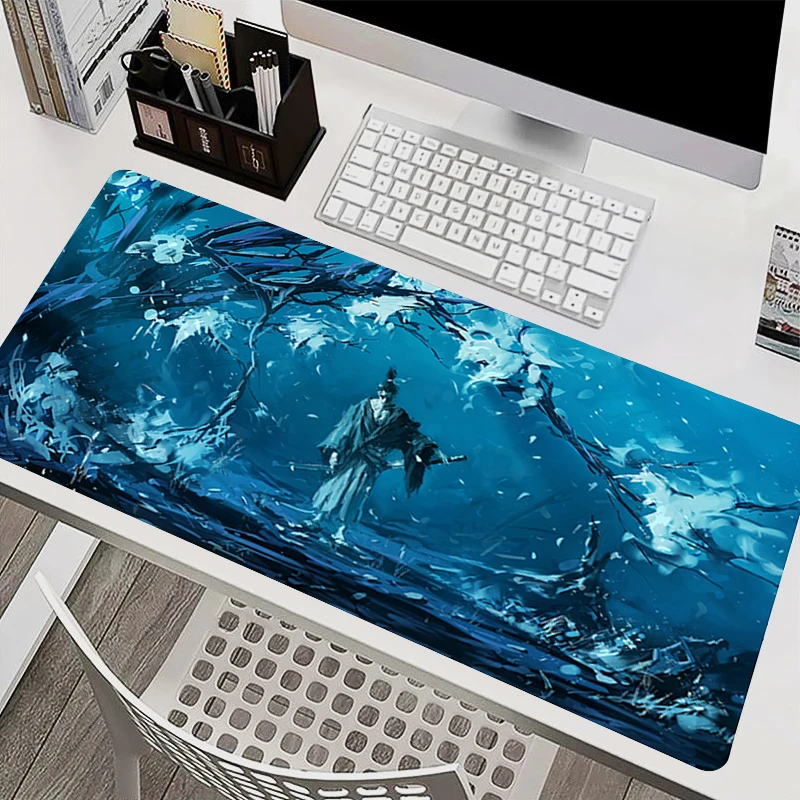 Large Mouse Pad Fantasy Art Torii Samurai Computer Desk Mat Anti-Fray Gaming Mousepad Anime Keyboard Gamer Accessories Table Pad